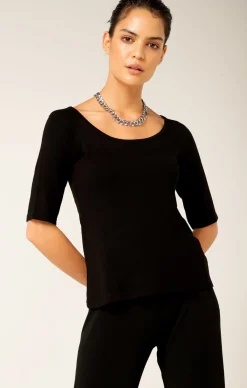 3/4 SLEEVE TOP IN BLACK