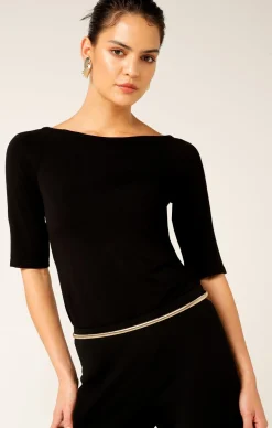 3/4 SLEEVE TOP IN BLACK