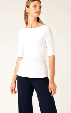 3/4 SLEEVE TOP IN WHITE