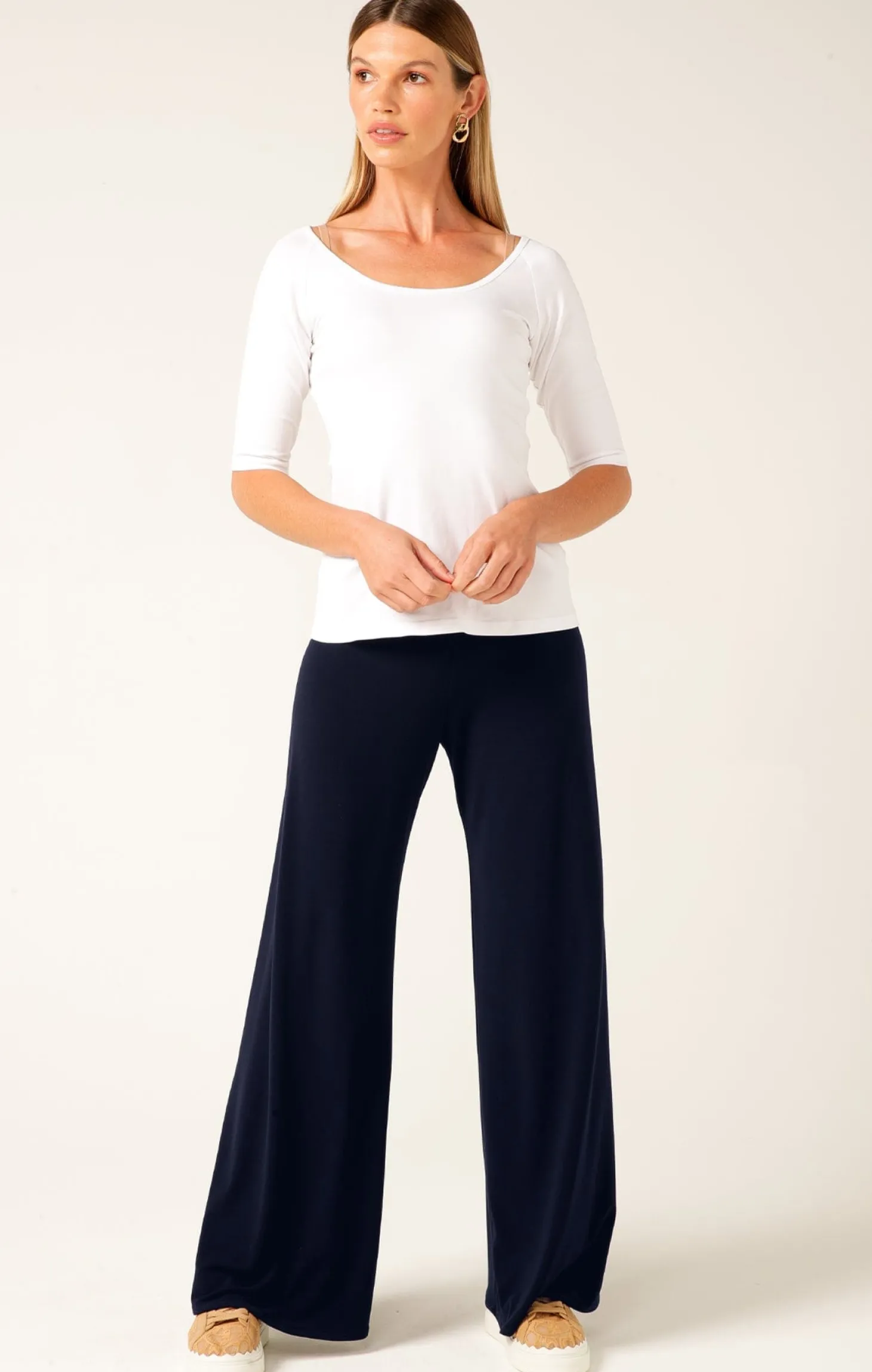3/4 SLEEVE TOP IN WHITE