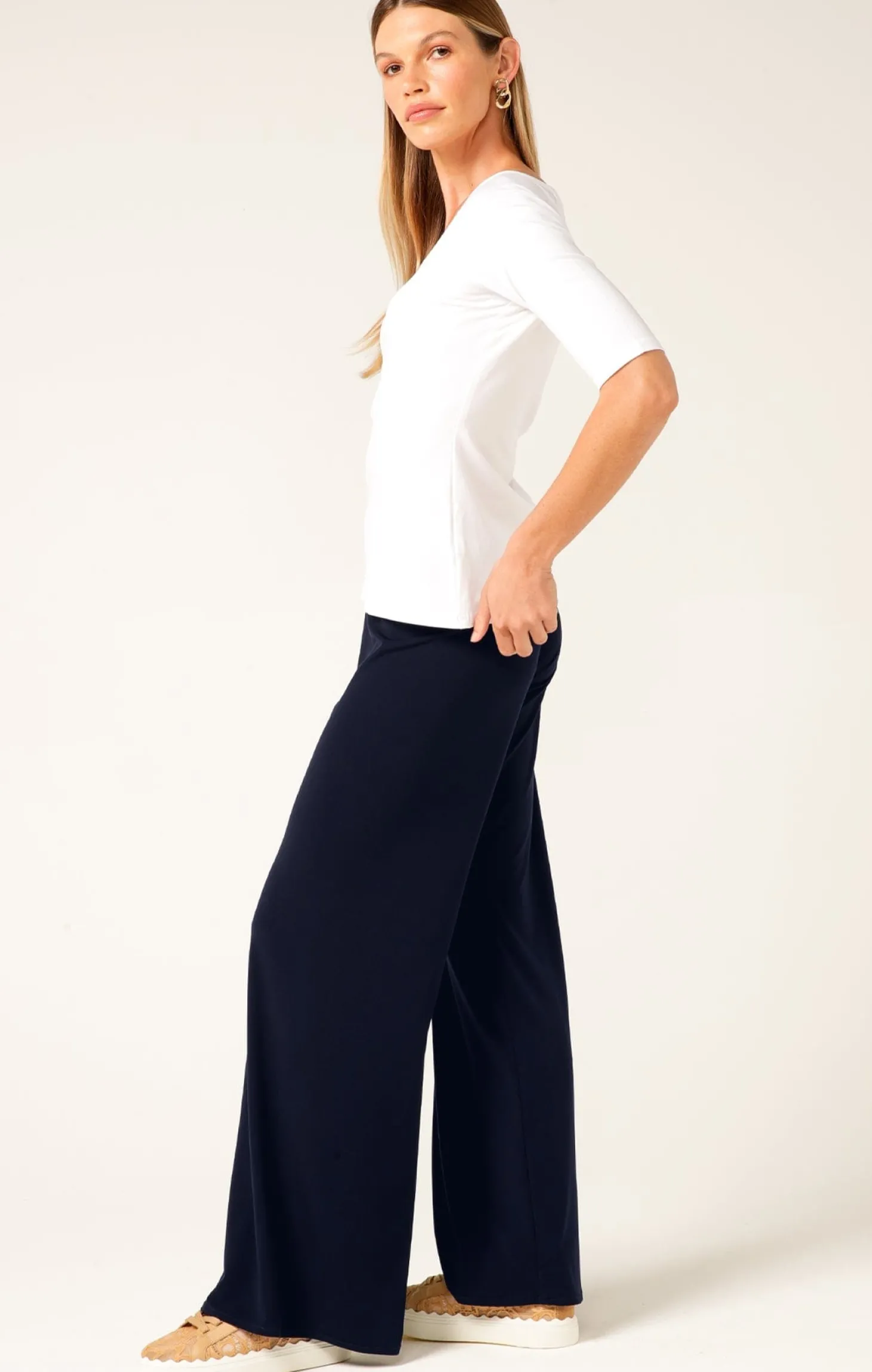 3/4 SLEEVE TOP IN WHITE