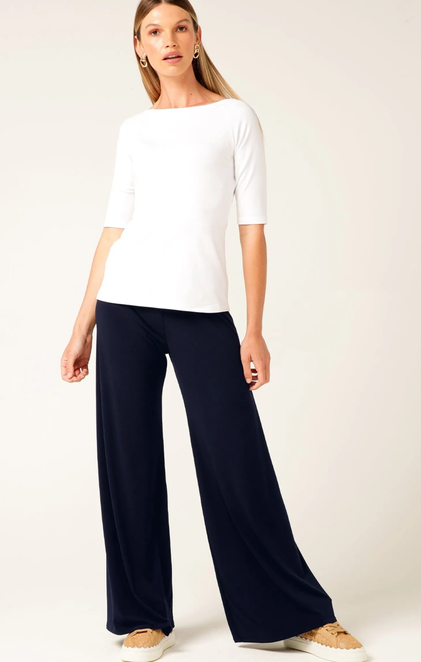 3/4 SLEEVE TOP IN WHITE