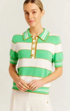 AMALFI POLO TOP IN MEADOW STRIPE