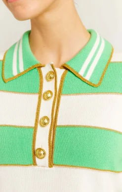 AMALFI POLO TOP IN MEADOW STRIPE