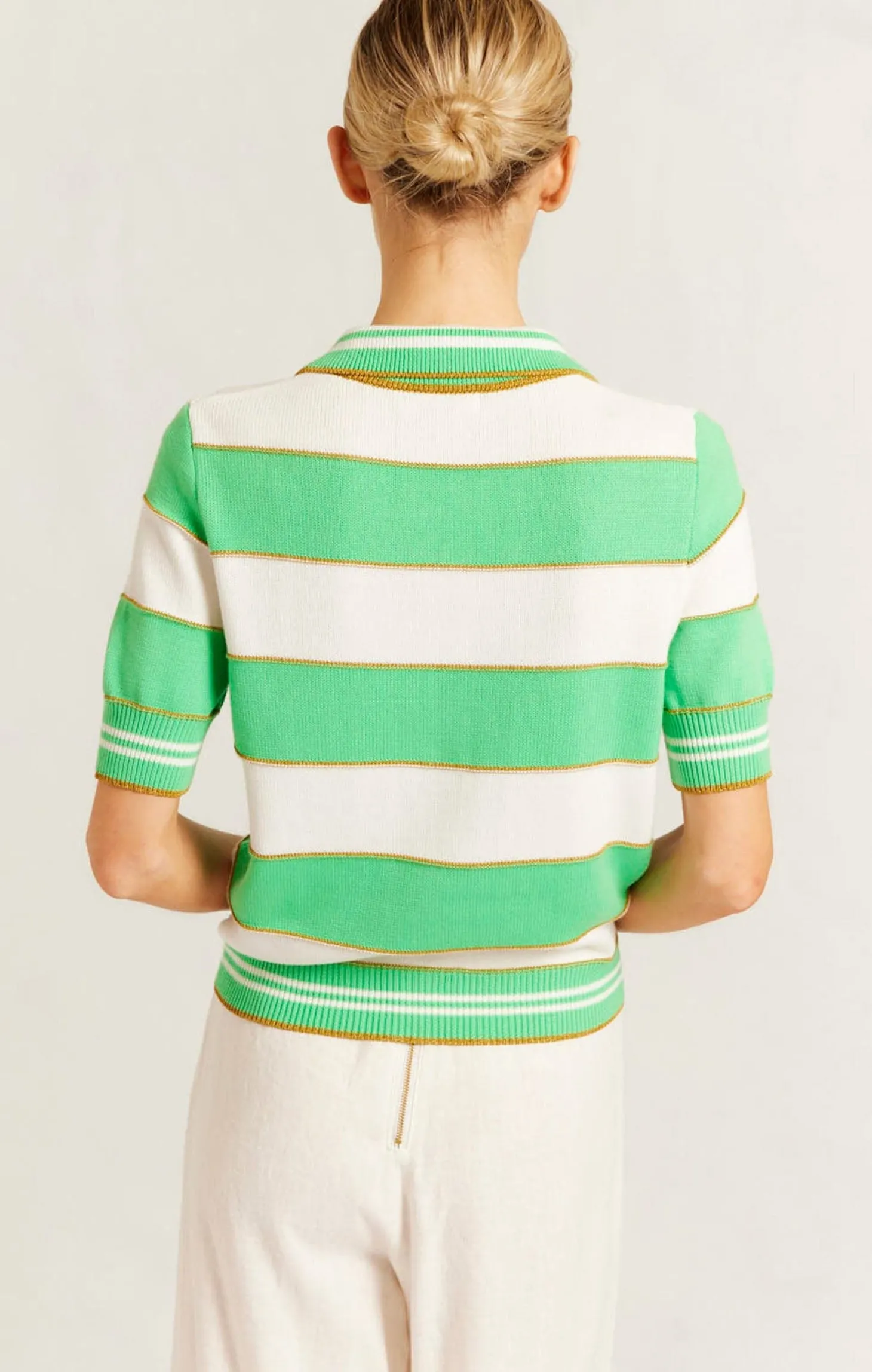 AMALFI POLO TOP IN MEADOW STRIPE