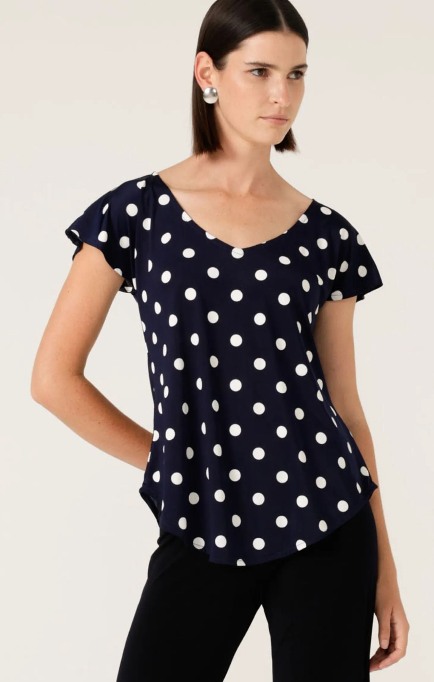 ANALIA TOP IN NAVY WHITE SPOT