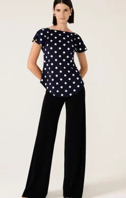 ANALIA TOP IN NAVY WHITE SPOT