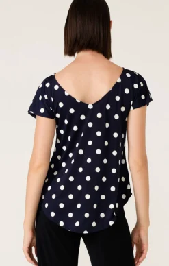 ANALIA TOP IN NAVY WHITE SPOT