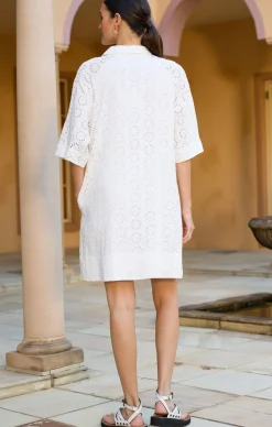 AURIENNE BROIDERY DRESS IN WHITE POSY