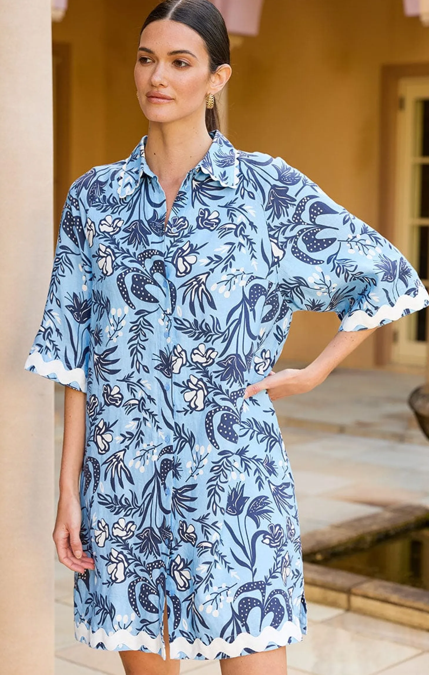 AURIENNE WAVE DRESS IN CORNFLOWER