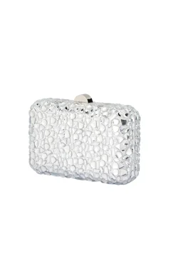 AVIVA CRYSTAL CLUTCH IN SILVER