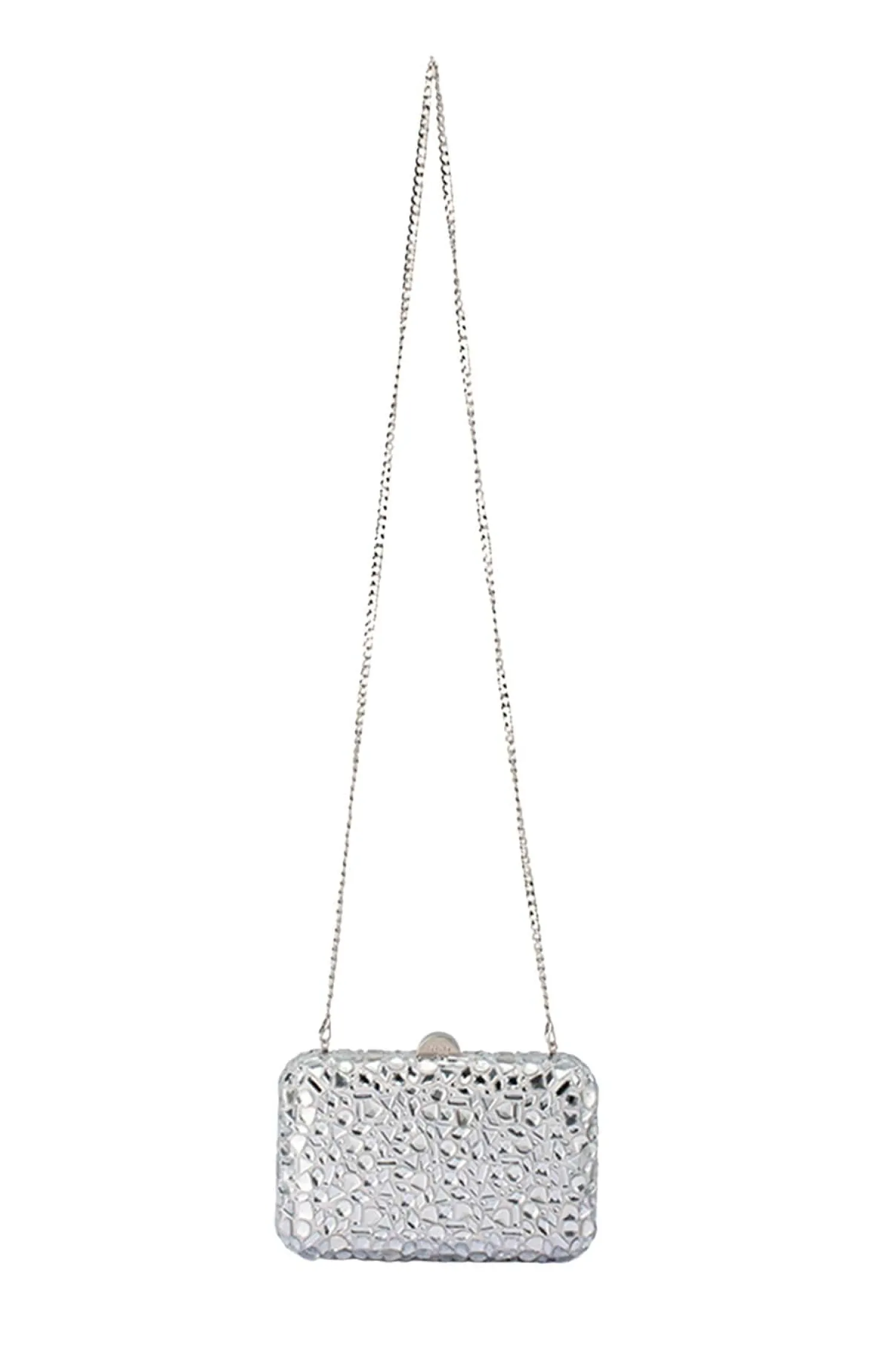 AVIVA CRYSTAL CLUTCH IN SILVER