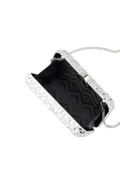 AVIVA CRYSTAL CLUTCH IN SILVER