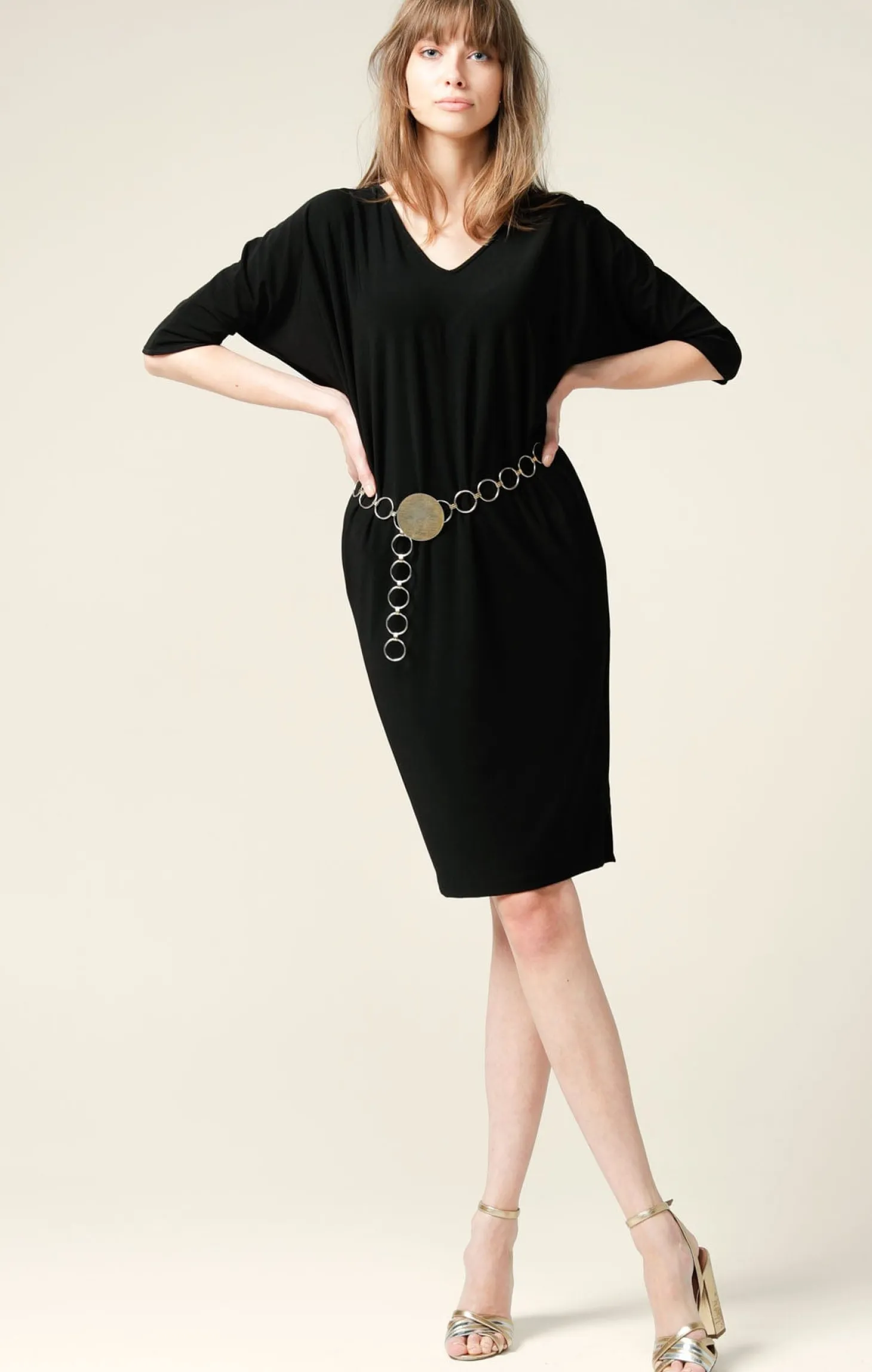 BATWING DRESS IN BLACK