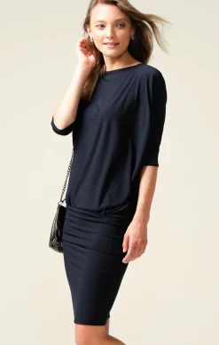 BATWING DRESS IN NAVY