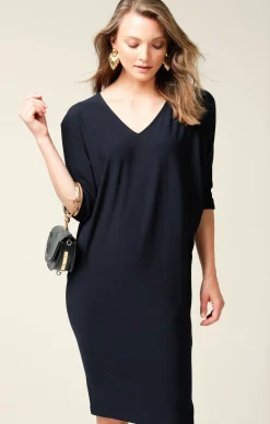 BATWING DRESS IN NAVY