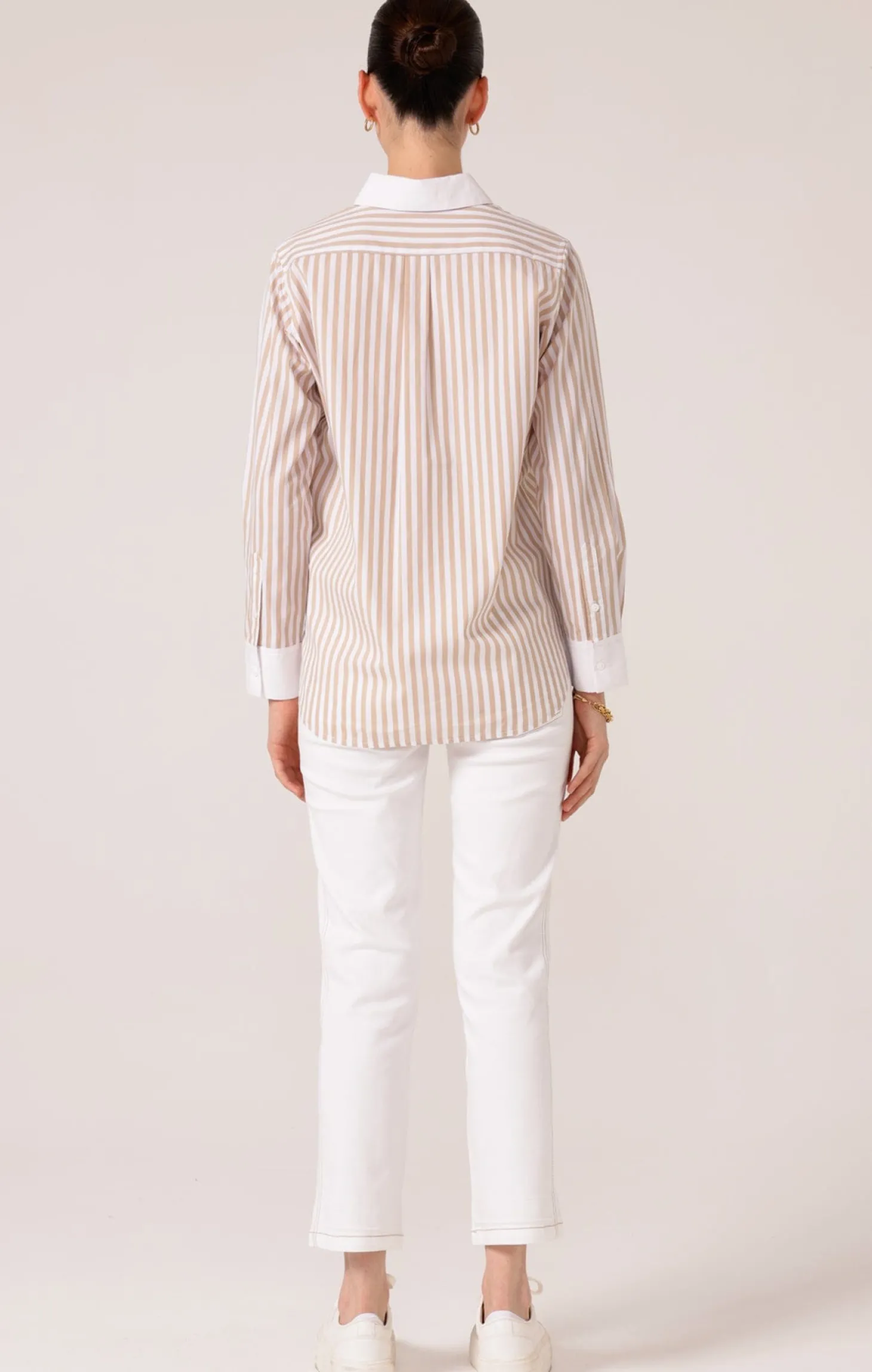 BIANCA STRIPE SHIRT IN STONE