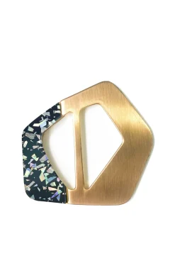 BUCKLE ACCESSORY IN GOLD BLACK MARBLE