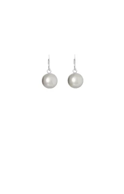 CALI FAUX PEARL METAL BALL EARRING IN SILVER