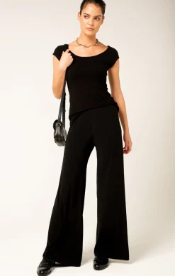 CAP SLEEVE TOP IN BLACK