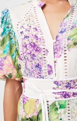 CARLYLE EMBROIDERED LINEN DRESS