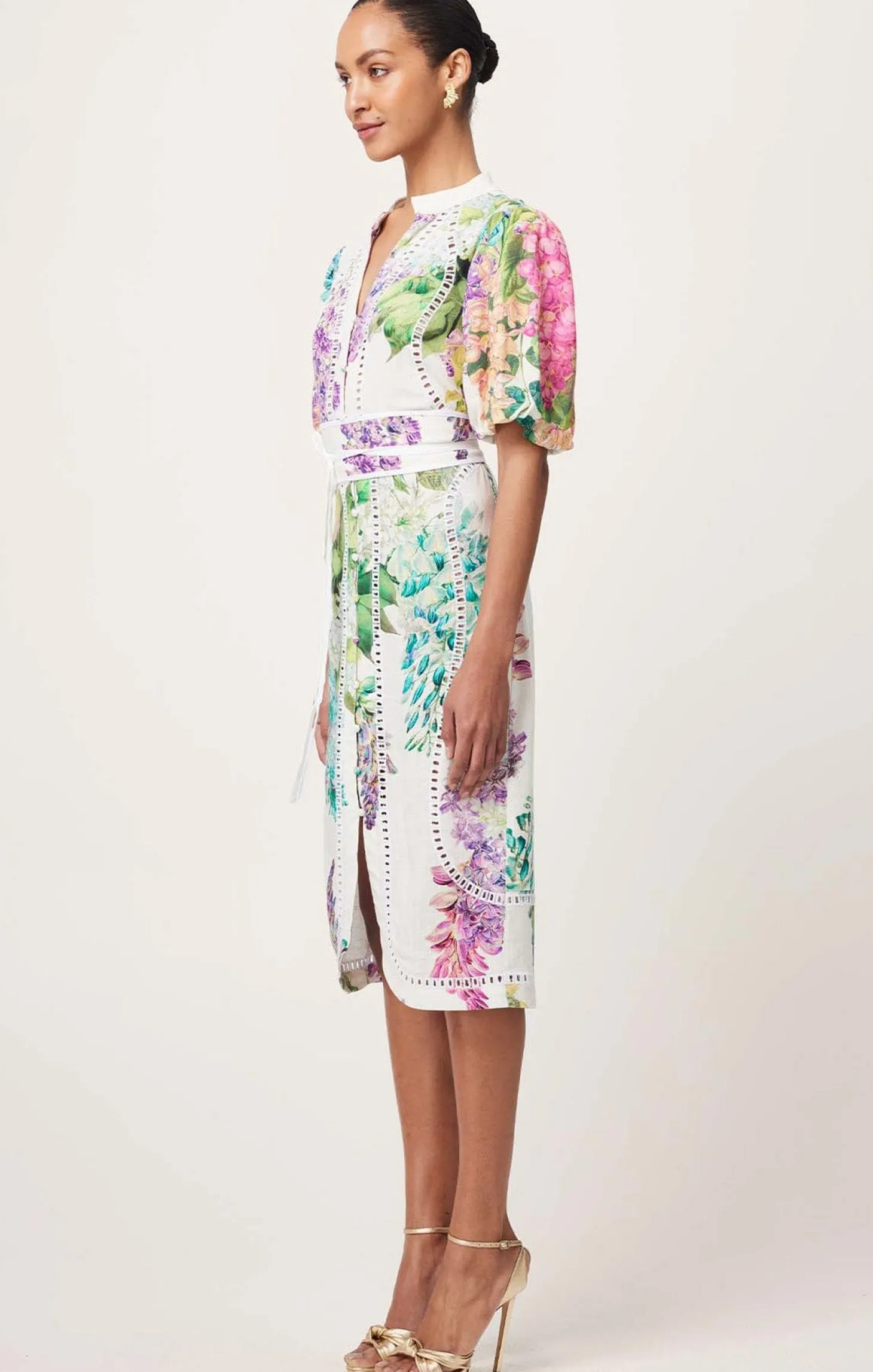 CARLYLE EMBROIDERED LINEN DRESS