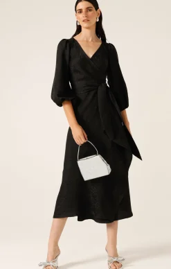 CHATEAU WRAP DRESS IN BLACK