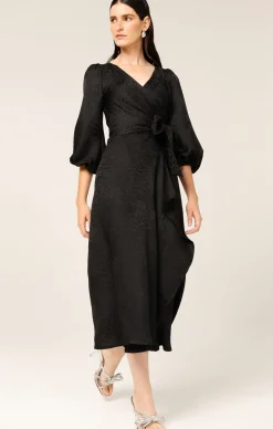CHATEAU WRAP DRESS IN BLACK