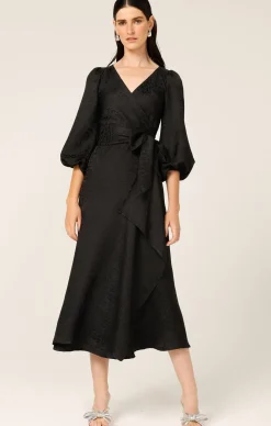 CHATEAU WRAP DRESS IN BLACK