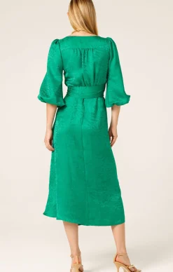 CHATEAU WRAP DRESS IN EMERALD