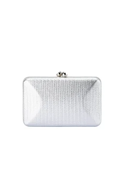 CHICA EMBOSSED CLUTCH IN SILVER