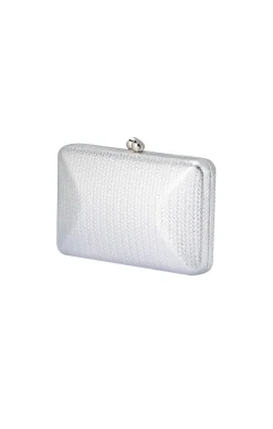 CHICA EMBOSSED CLUTCH IN SILVER