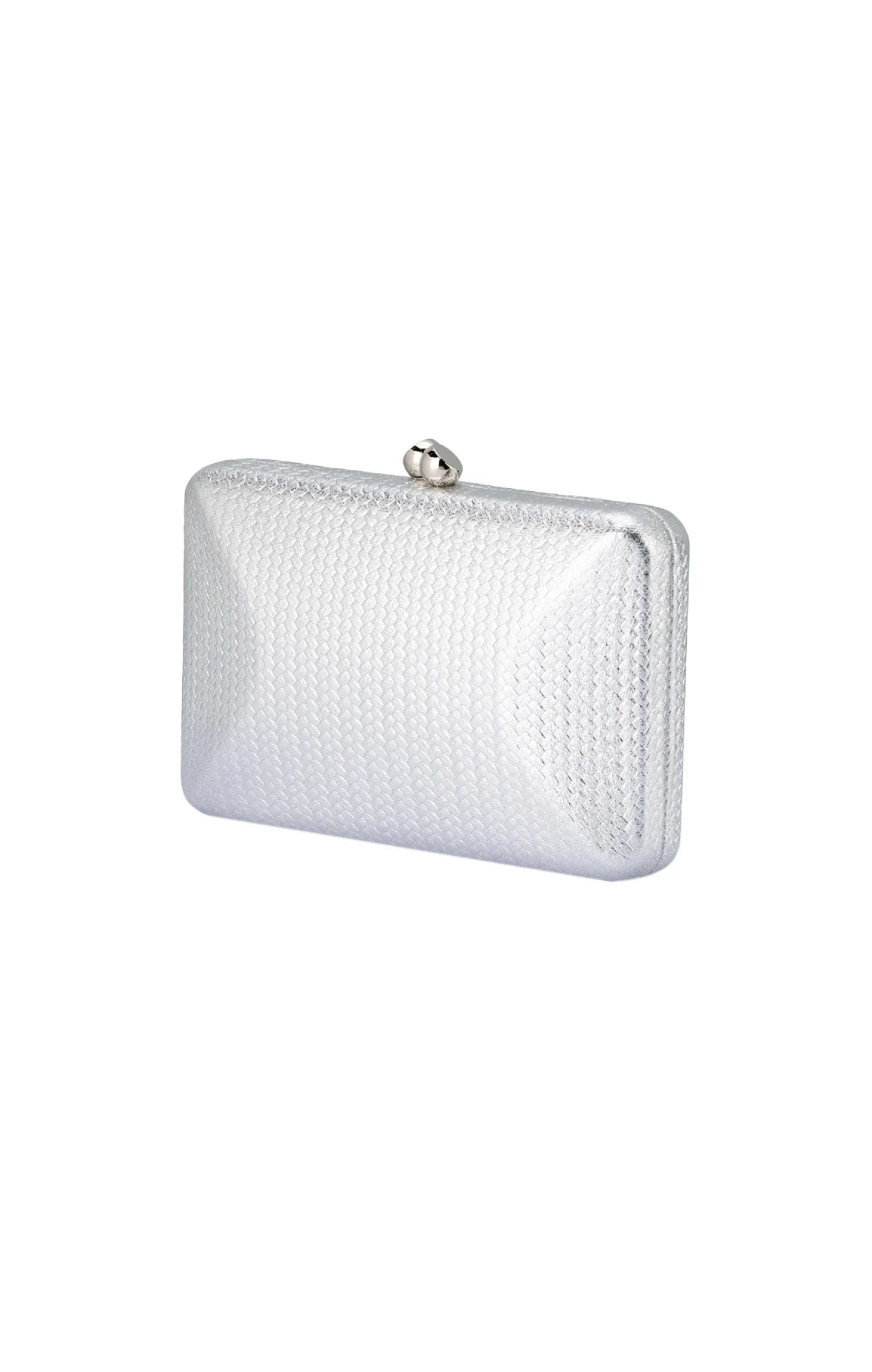 CHICA EMBOSSED CLUTCH IN SILVER