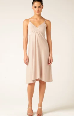 CROSS OVER SLIP DRESS IN NUDE