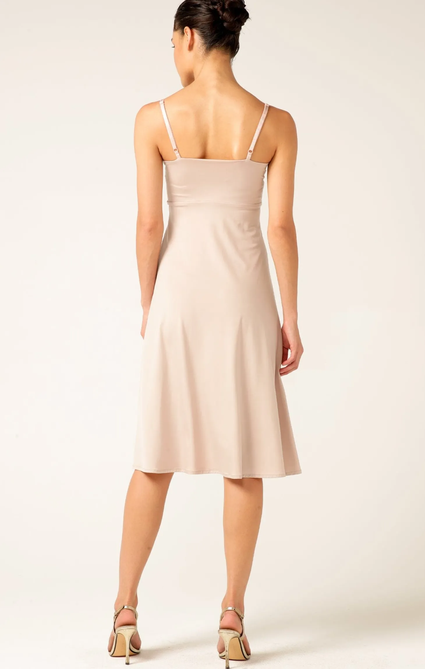 CROSS OVER SLIP DRESS IN NUDE
