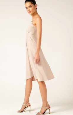 CROSS OVER SLIP DRESS IN NUDE