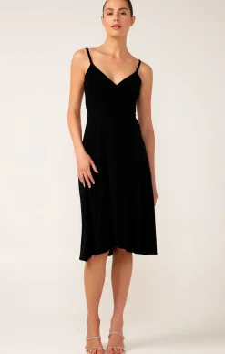 CROSS OVER SLIP DRESS IN BLACK