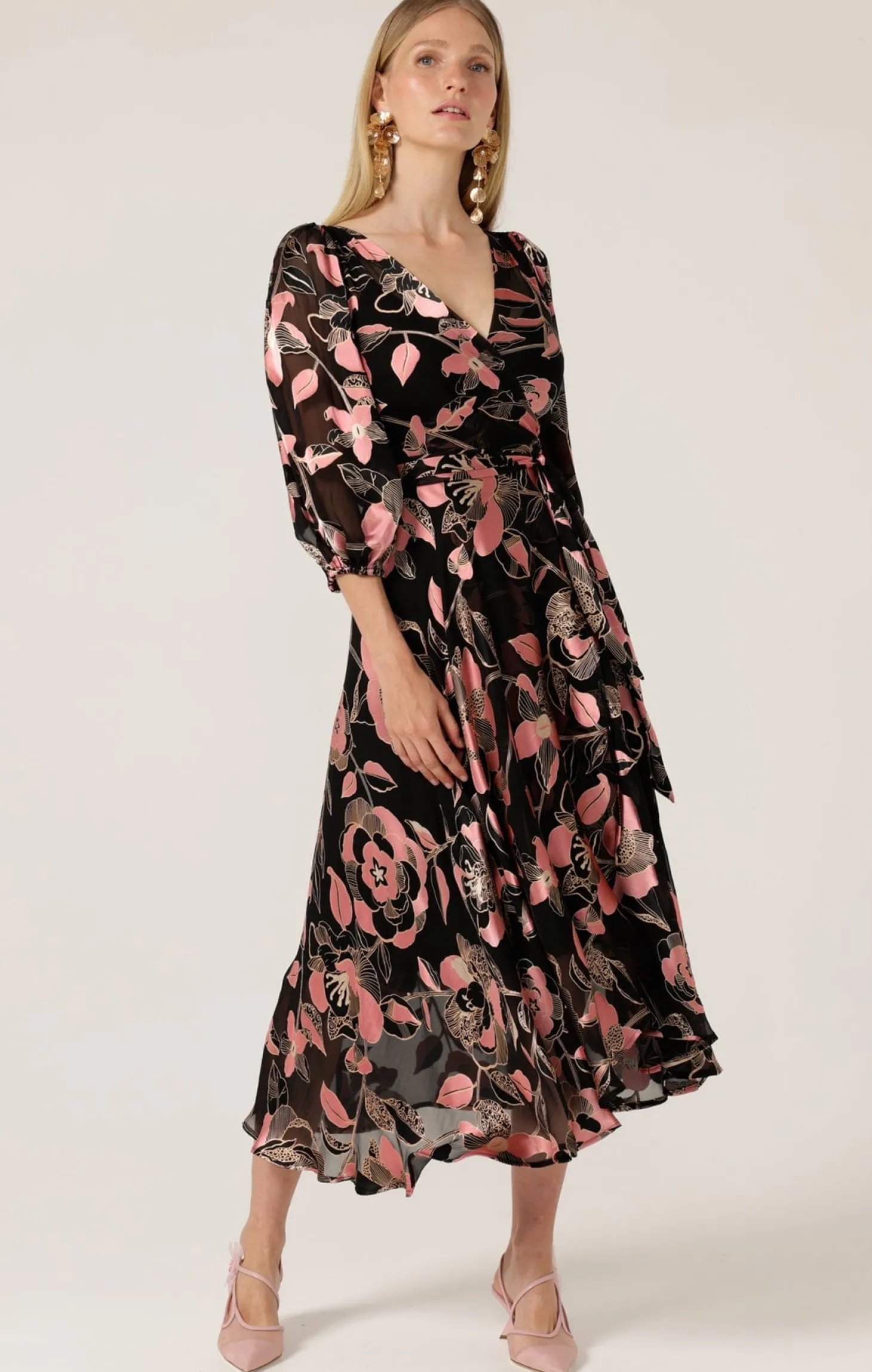 DAWN PEACH WRAP DRESS