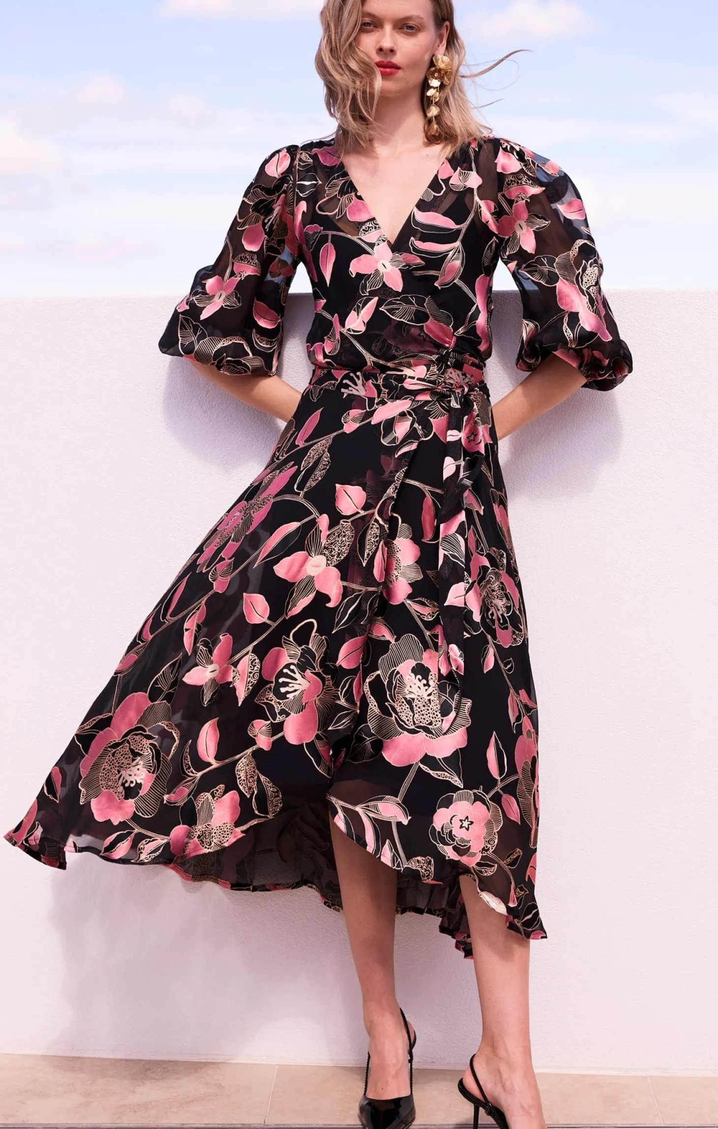 DAWN PEACH WRAP DRESS