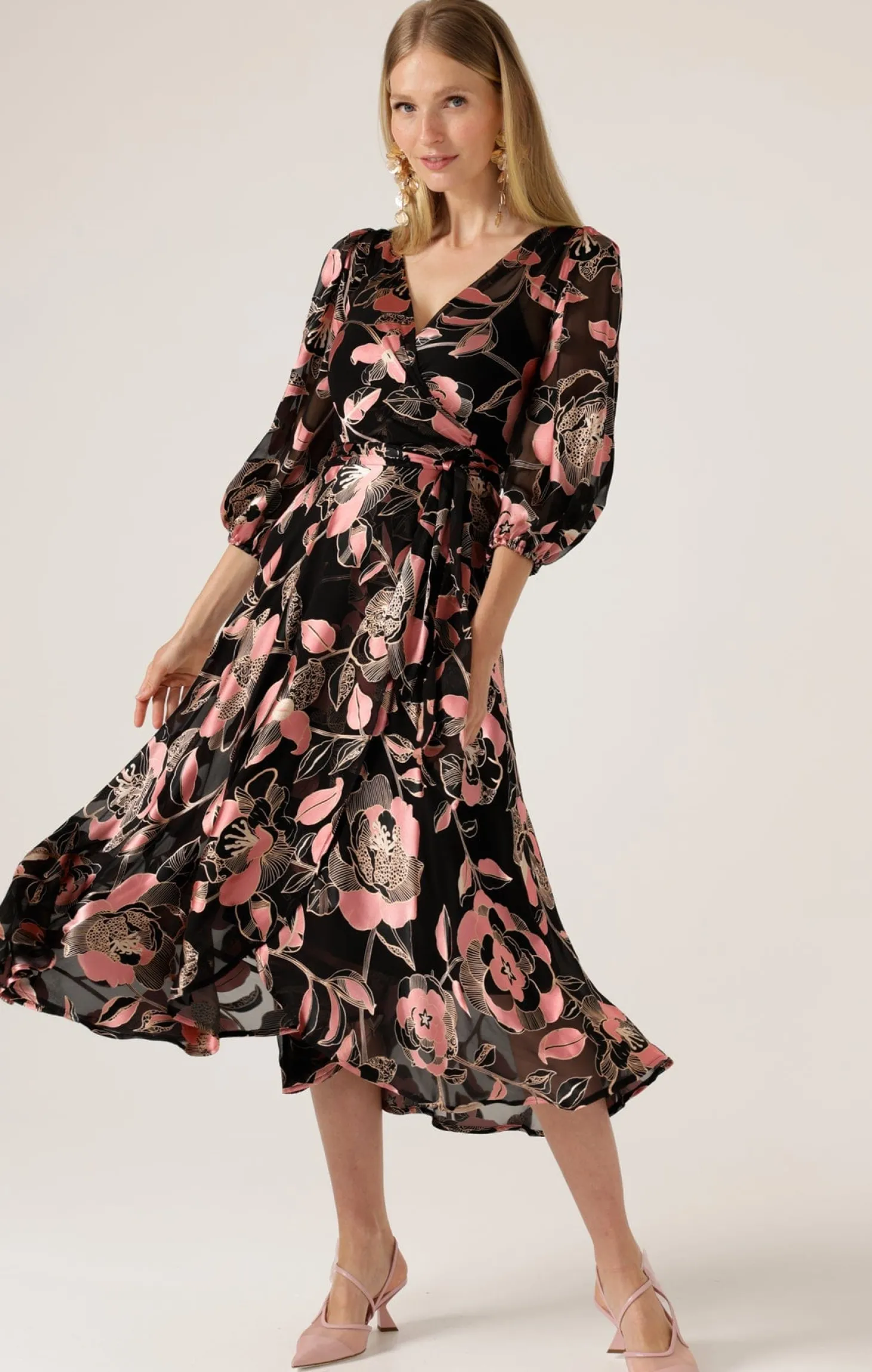 DAWN PEACH WRAP DRESS