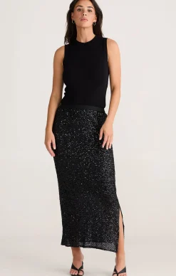 DAZZLE SKIRT IN BLACK SEQUIN
