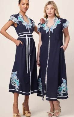 DELRAY EMBROIDERED LINEN DRESS