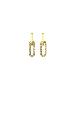 DIAMANTE LINK DROP EARRING IN GOLD