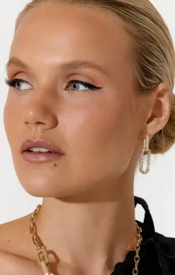 DIAMANTE LINK DROP EARRING IN GOLD