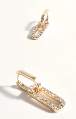 DIAMANTE LINK DROP EARRING IN GOLD