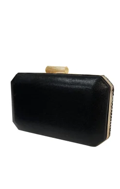 DIAMANTE MESH STRUCTURED CLUTCH IN BLACK
