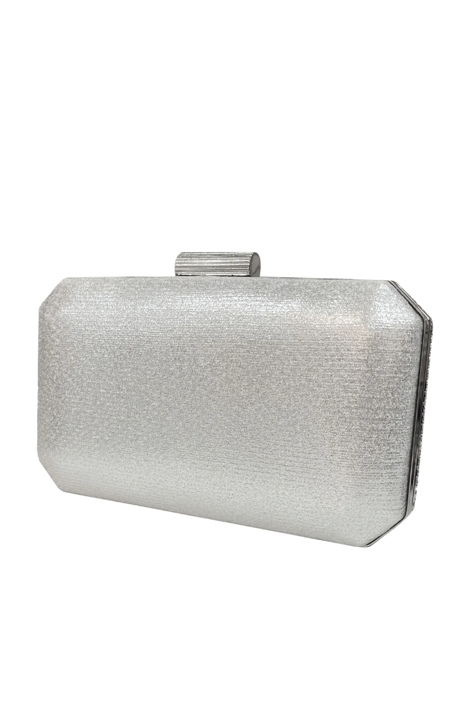 DIAMANTE MESH STRUCTURED CLUTCH IN SILVER
