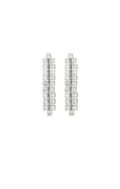 DIAMANTE PANEL DROP EARRING IN SILVER