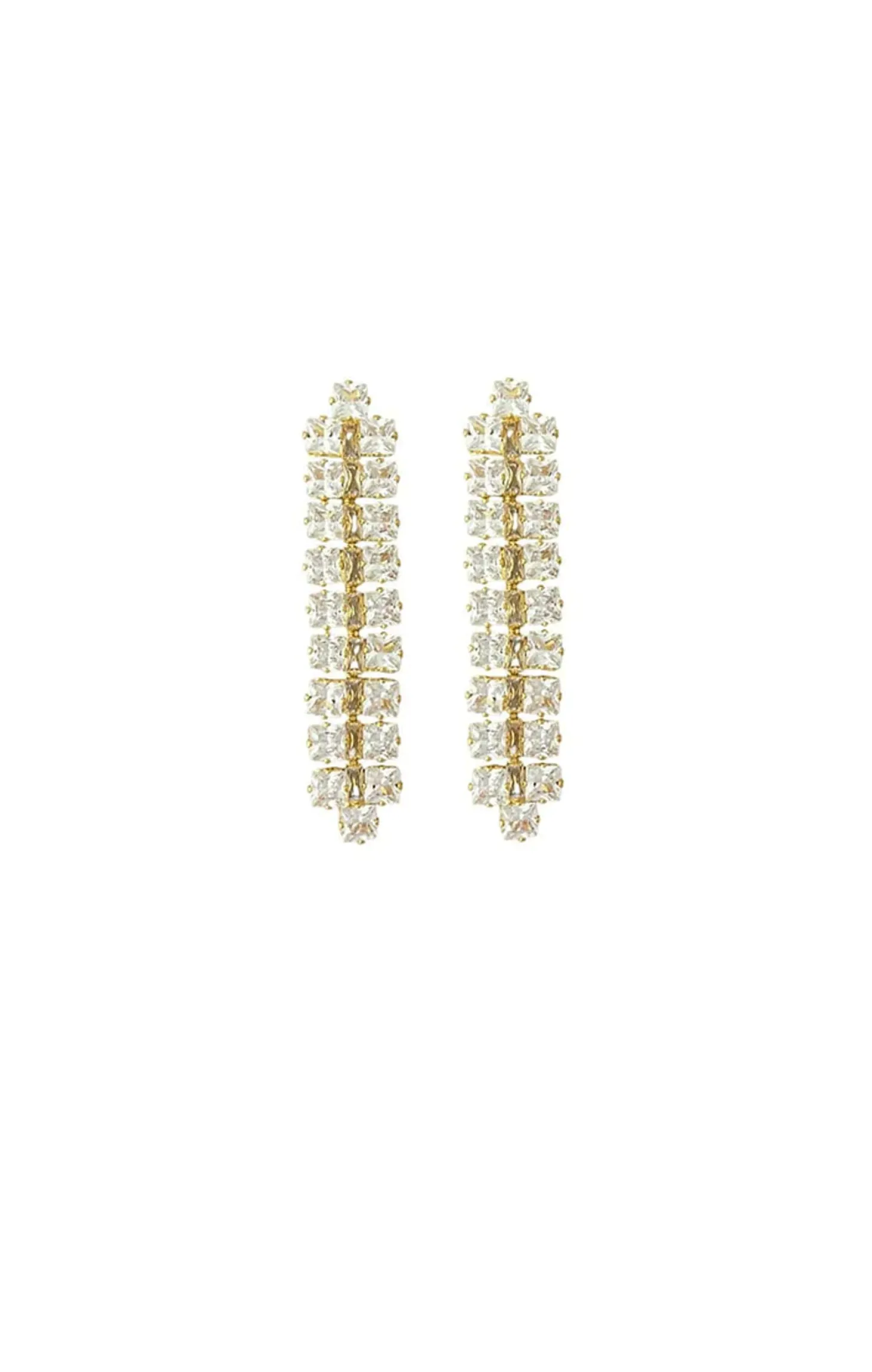 DIAMANTE PANEL DROP EARRING IN GOLD