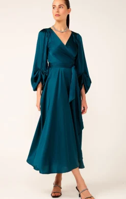 DIMMI WRAP DRESS IN PEACOCK